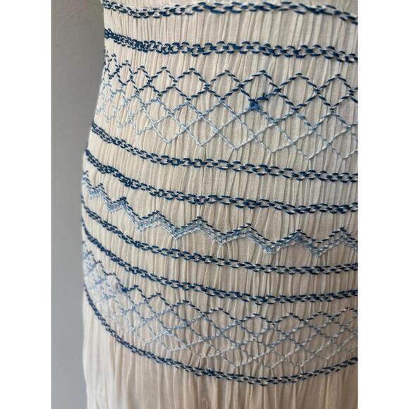 Vintage 1930s Hungarian Embroidered Blue & White Dress - Picture 5 of 8